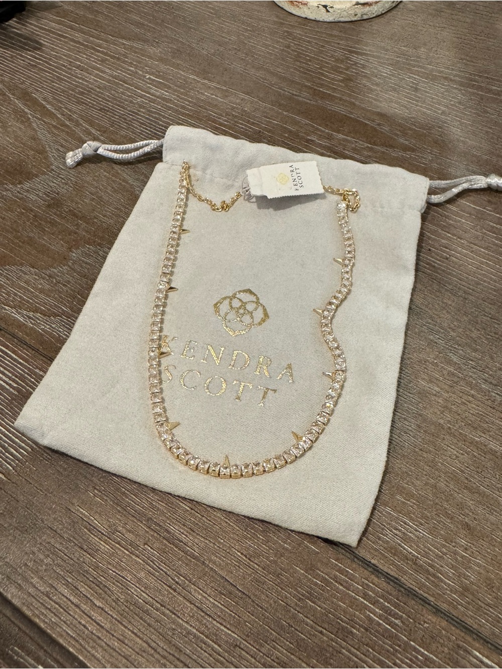 NWT Kendra Scott Gold Crystal Spike Necklace